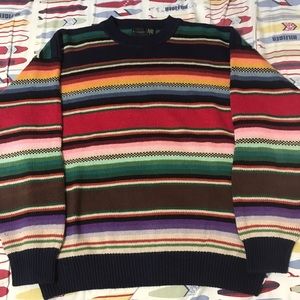 Size L Vintage Structure Sweater Colorful Striped